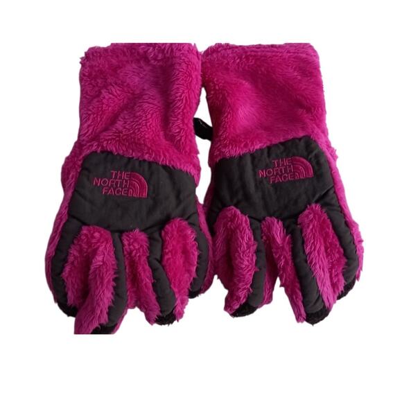 The North Face girls fleece gloves fuchsia/ black size medium - Picture 1 of 6
